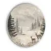 Bos - Herten - Winter - Sneeuw Akoestische PET Vilt - Rond klein -3d