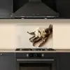 Vanille - Bloemen - Beige keuken achterwand spatscherm klein -sfeer1