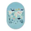 Wereldkaart - Zeeleven - Blauw Wandcirkel Ovaal Glas middel -3d