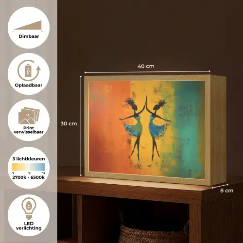 Dansen - Vrouwen - Verfstructuur Light Box met batterij (Wandlamp) middel -USP_websiteoverzichtNL