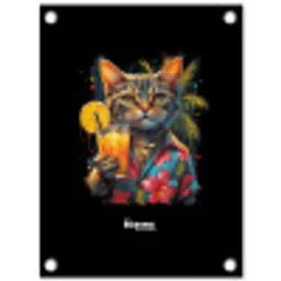 Kat in tropische street art stijl tuinposter los doek klein -3d