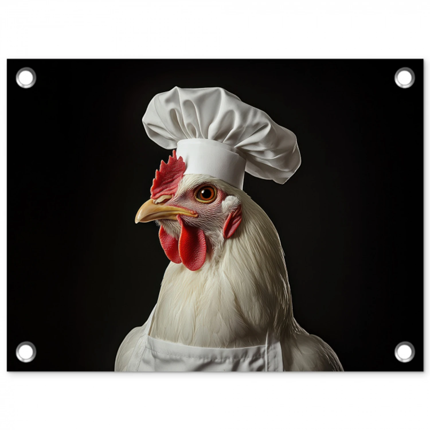 Kok - Rood - Kip tuinposter los doek klein -3d