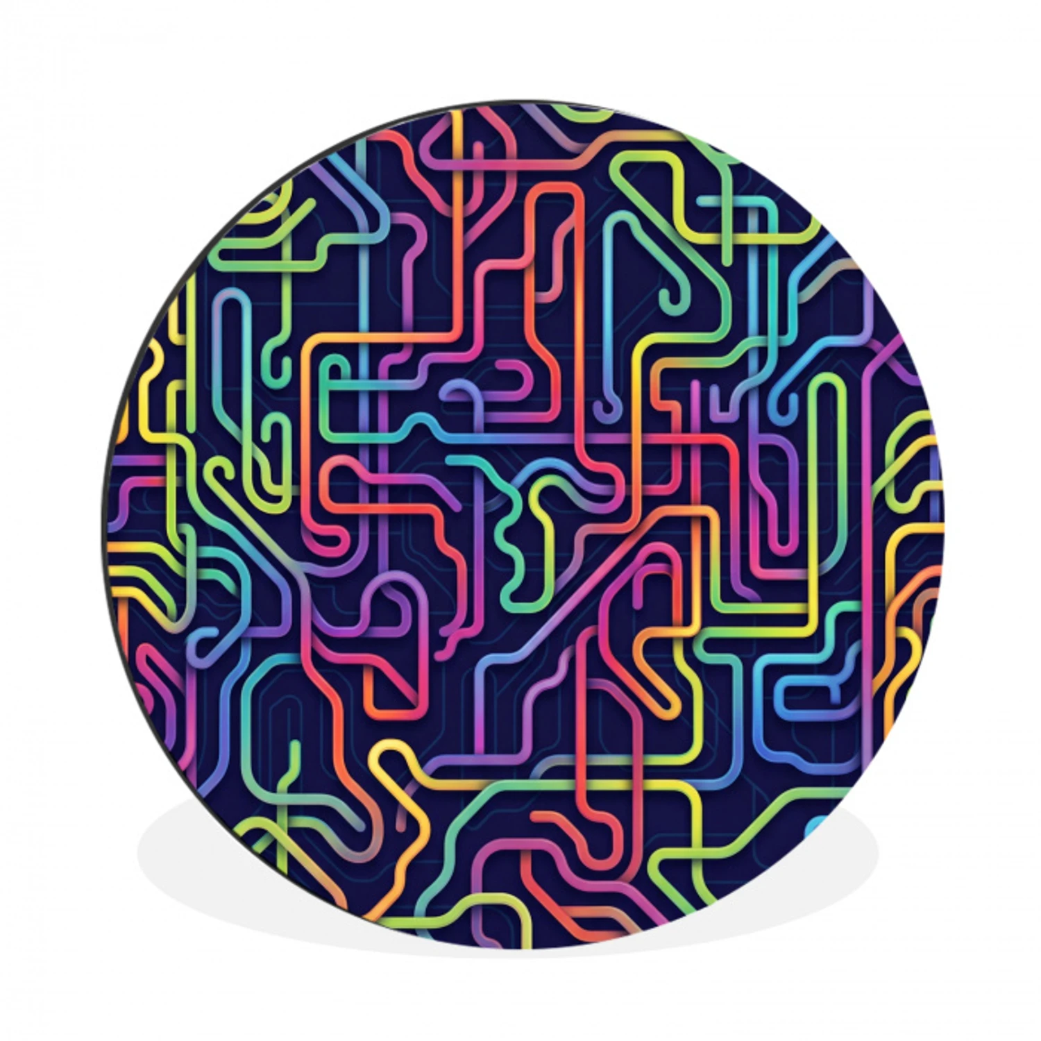 Retro - Abstract - Neon Wandcirkel aluminium klein -3d