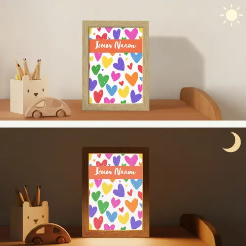 Hartjes - Patroon - Kleurrijk Light Box met kabel (Kinderlampje) klein -sfeer3_kind