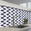 Oceaan - Vis - Blauw - Wit keuken achterwand 2 middel 871 -3d_schuin