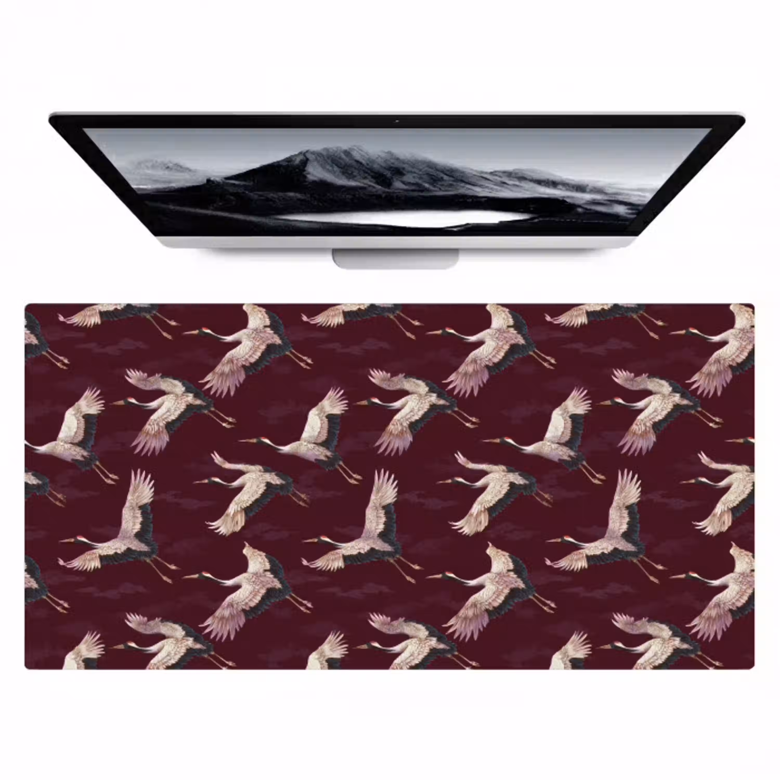 Kraanvogels - Klassiek - Bordeaux Muismat XXL klein 681 -zzz3d