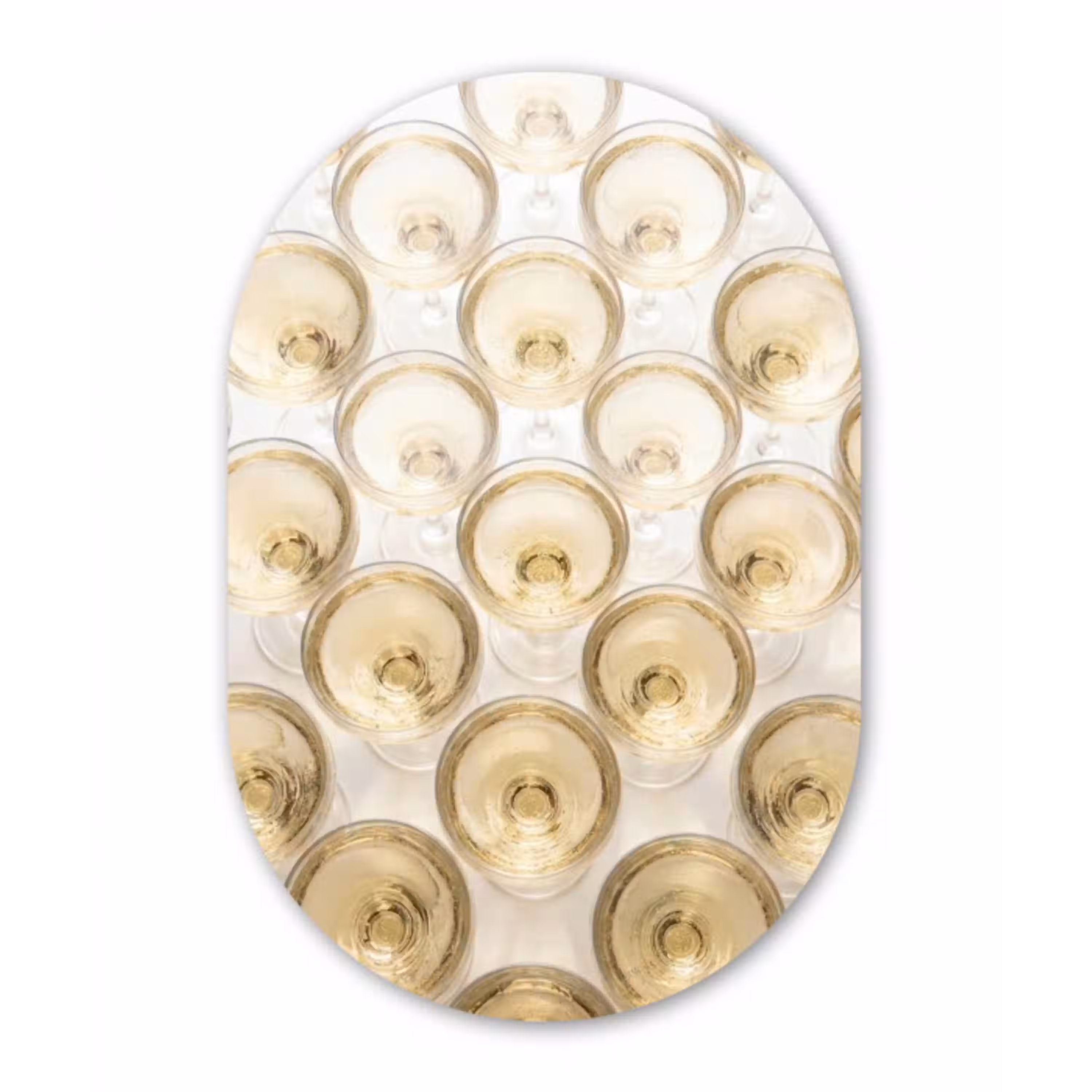 Drank - Glazen - Feest - Goud Wandcirkel Ovaal Forex klein -3d