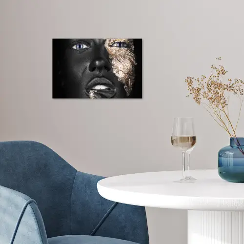 Vrouw - Bladgoud - Zwart - Huid - Luxe poster papier klein -sfeer3