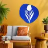 Tulp - Minimalistisch - Bladeren - Wit Wandcirkel Organisch Aluminium middel -sfeer4