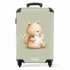 Een bruine beer met een boek - Groen NBS - Handbagage koffer - Volwassenen Unisex middel -productfoto_recht