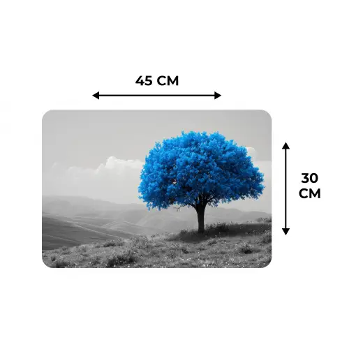 Boom - Natuur - Blauw - Zwart wit Placemat vinyl groot -specs