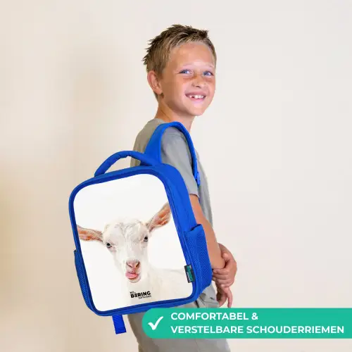 Geit die z'n Tong Uitsteekt Kinderrugzak - Blauw middel -sfeer3_NL