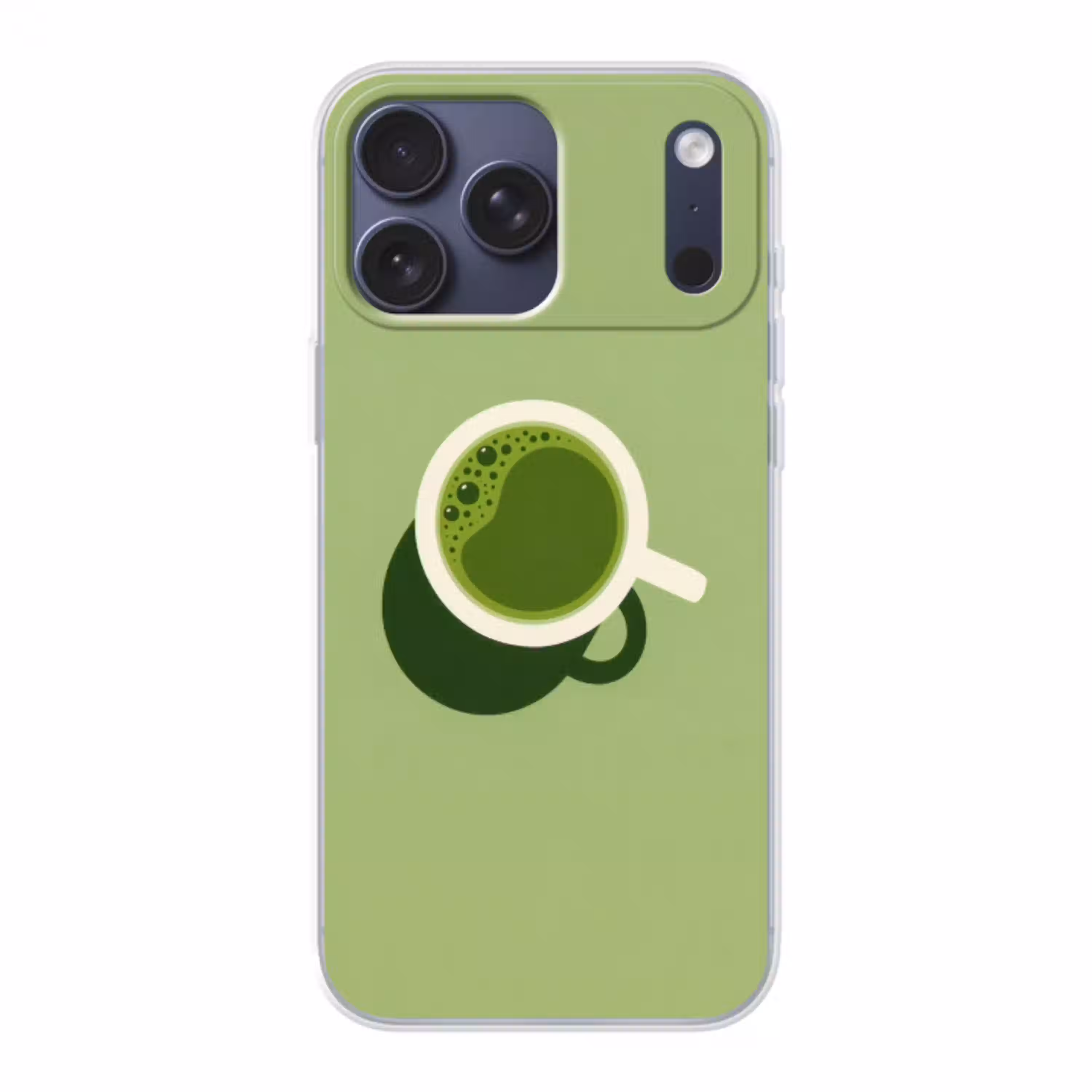 Minimalistisch - Kopjes - Matcha -Groen Telefoonhoesje iPhone 17 Pro Max klein -3d