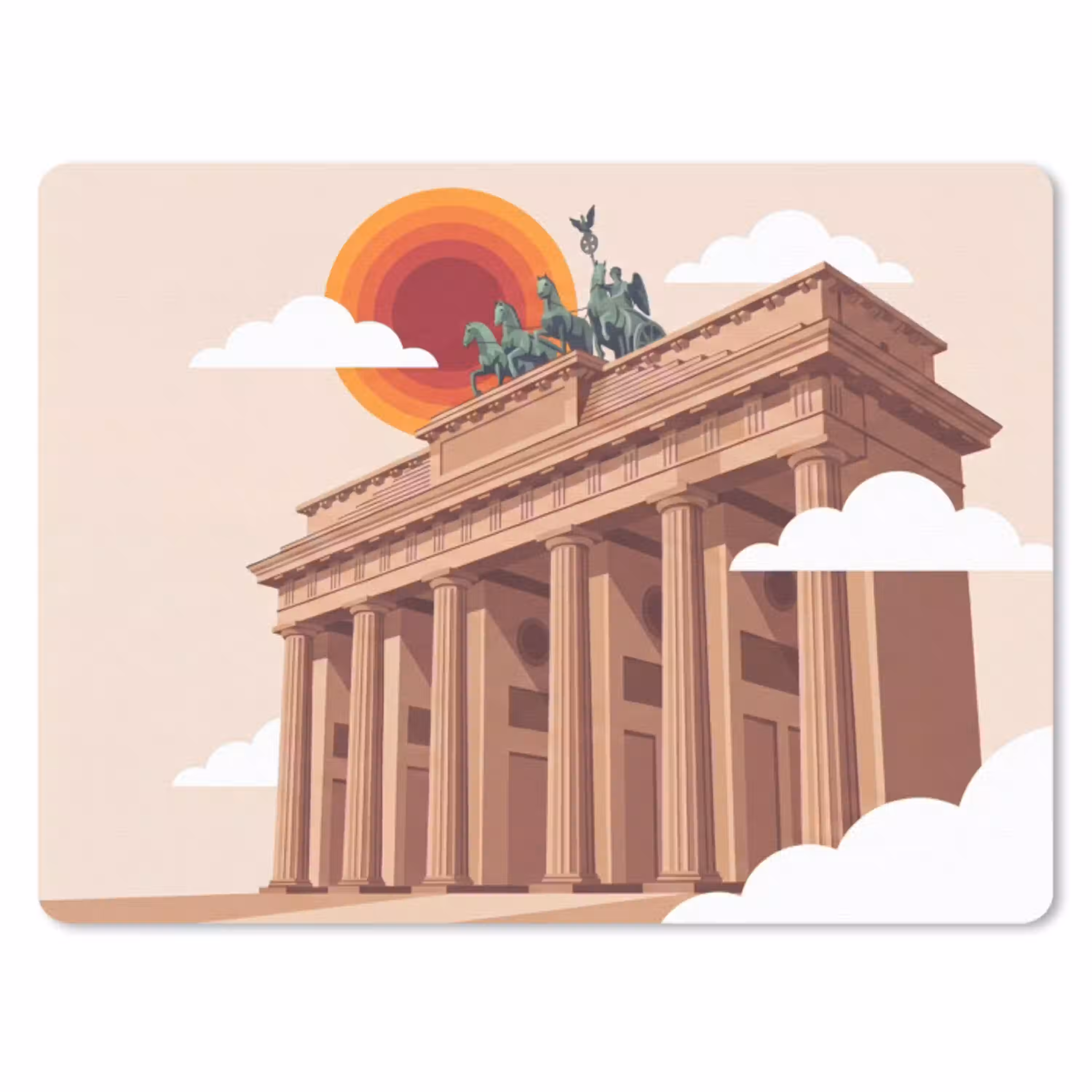 Architectuur - Brandenburg - Berlijn - Zonsondergang - Historisch muismat rubber klein -3d
