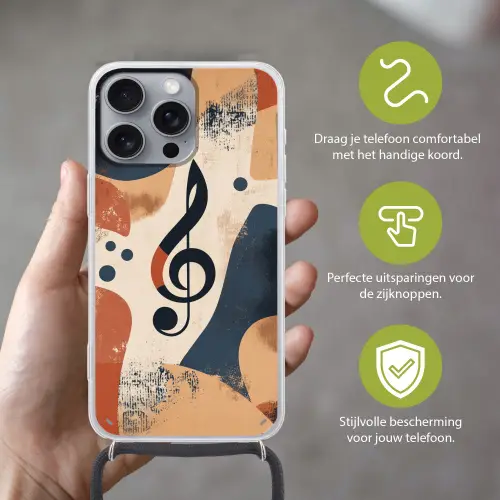 Sleutel - G - Abstract - Beige Hoesje iPhone 16 Pro Max met koord klein -sfeer2_NL
