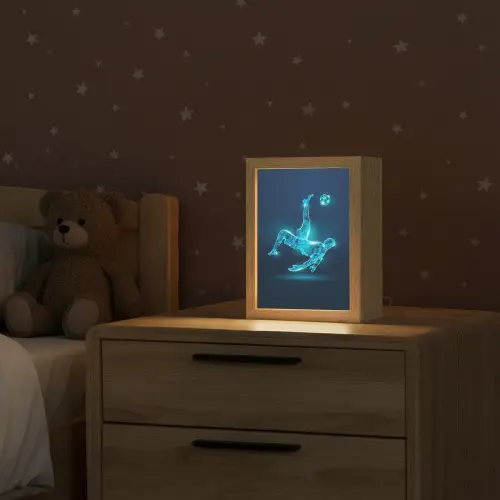 Voetballer - Blauw - Neon Light Box met kabel klein -sfeer1_kind