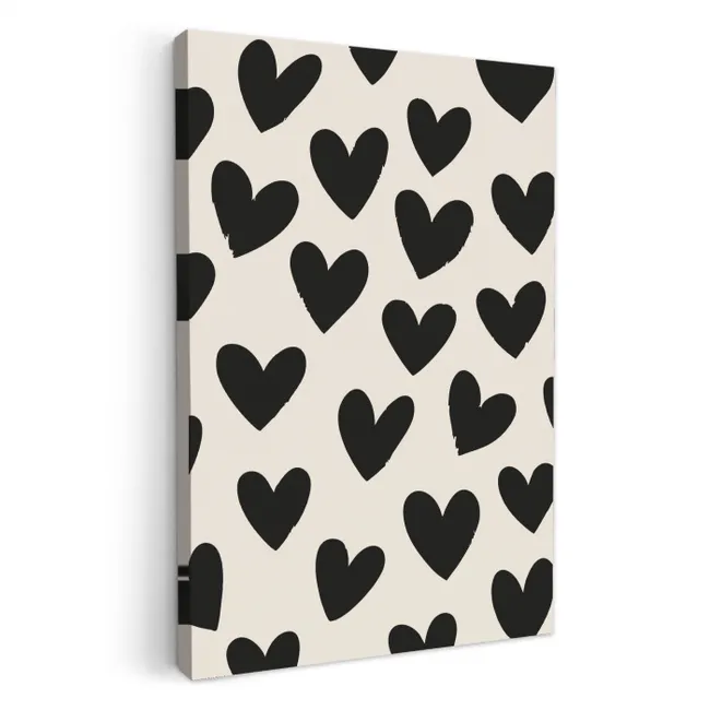 Hartjes - Zwart - Beige KitchenYeah - Keuken - Canvas klein -3d