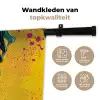 Close-up - Vrouwengezicht - Stippen - Geel Wandkleed katoen klein -sfeer2