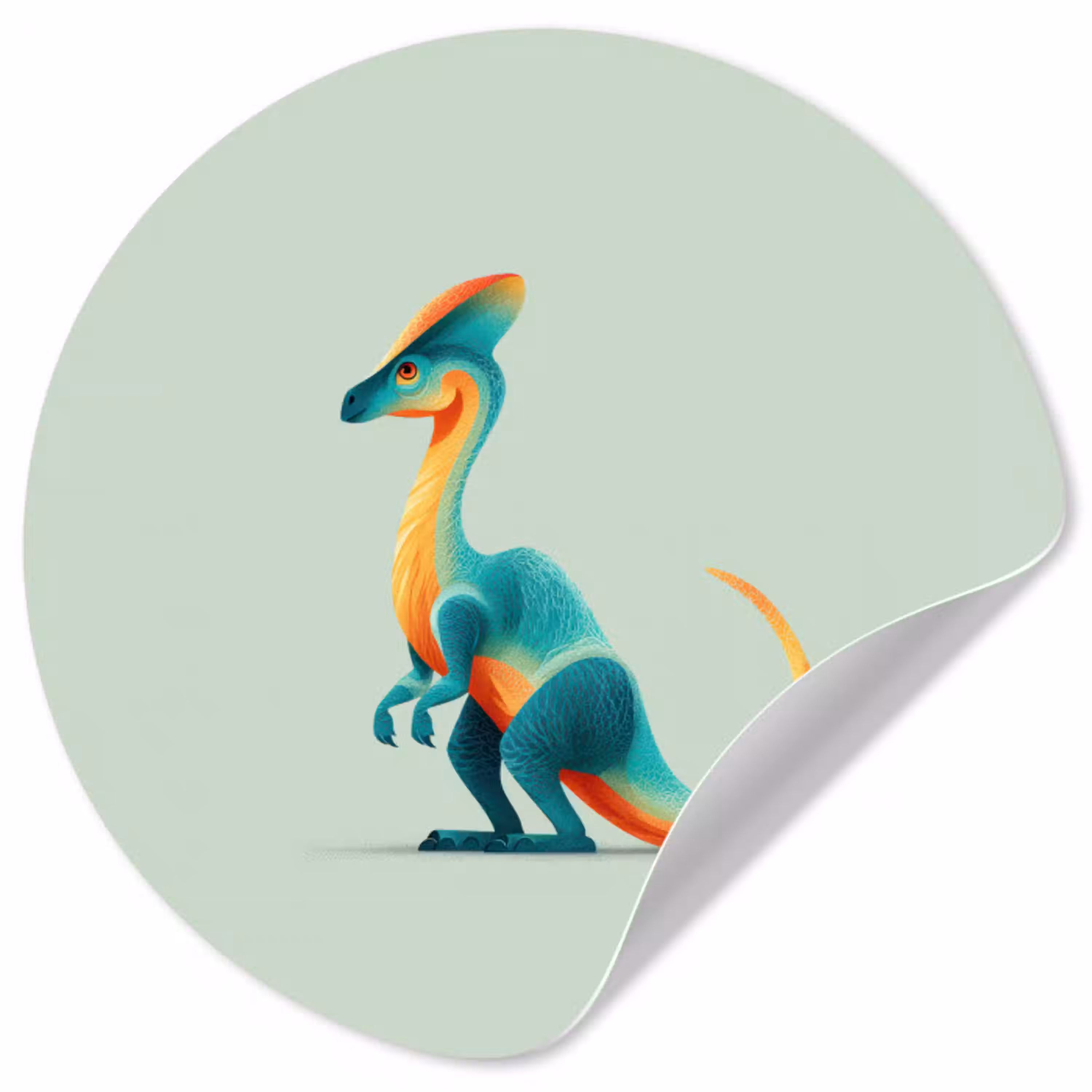 Staart - Dino - Minimalistisch - Blauw Wandcirkel behangsticker klein -3d