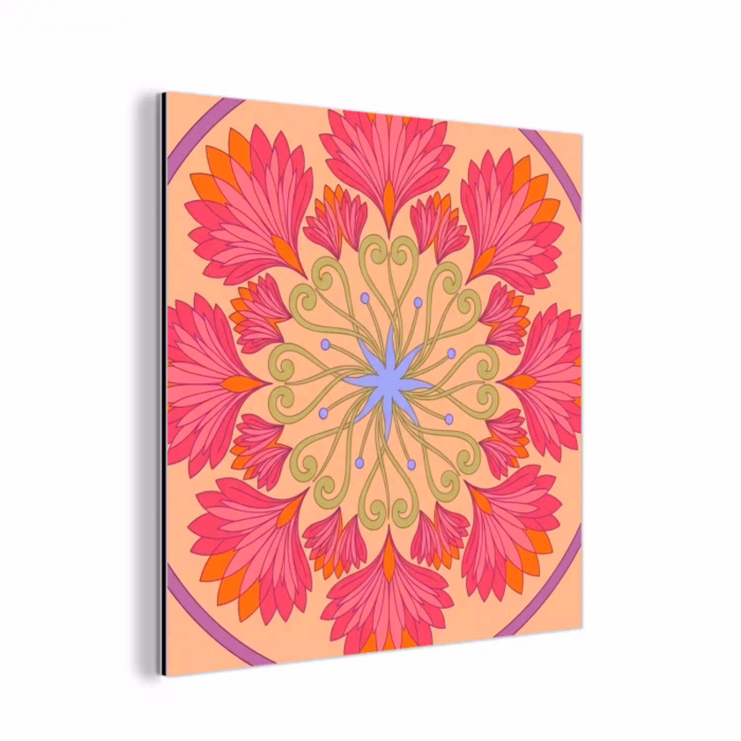 Bloemen - Patroon - Abstract - Roze - Decoratief aluminium wit klein -3d