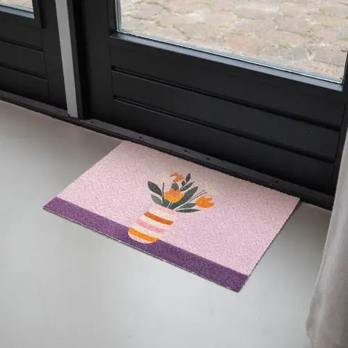 Tulpen - Vaas - Strepen - Paars Deurmat klein -sfeer2