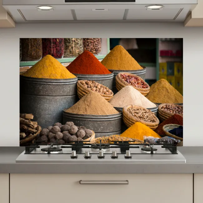 Kruiden - Ton - Specerijen - Geel - Bruin keuken achterwand spatscherm klein -3d_website