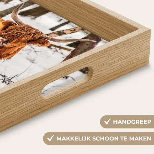 Schotse Hooglander - Sneeuw - Winter - Natuur - Dieren Dienblad Rechthoek middel -USP_HandgreepNL