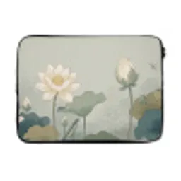 Lotus - Bloemen - Groen laptophoes neopreen klein -3d