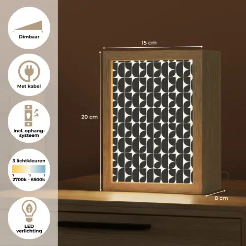Modern - Geometrisch - Zwart Light Box met kabel (Tafellamp) klein 925 -USP_NL