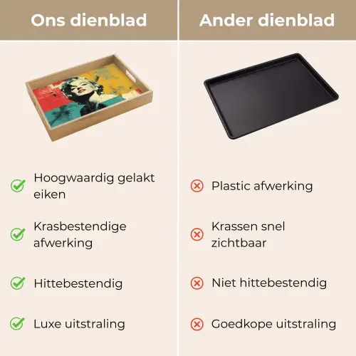 Vrouw - Rode lippen - Abstracte kleurvlakken - Popartuistraling Dienblad Rechthoek middel -USP_VergelijkingNL