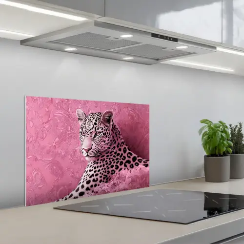 Panter - Luxe - Roze keuken achterwand spatscherm klein -3d_schuin