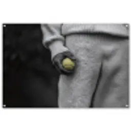 Tennisbal - Zwart - Wit tuinposter los doek groot -3d
