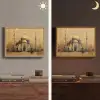 Goud - Abstracte penseelstreken - Moskee Light Box met batterij (Wandlamp) middel -sfeer3