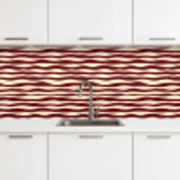 Golven - Rood - Patroon - Crème keuken achterwand 2 middel 871 -3d