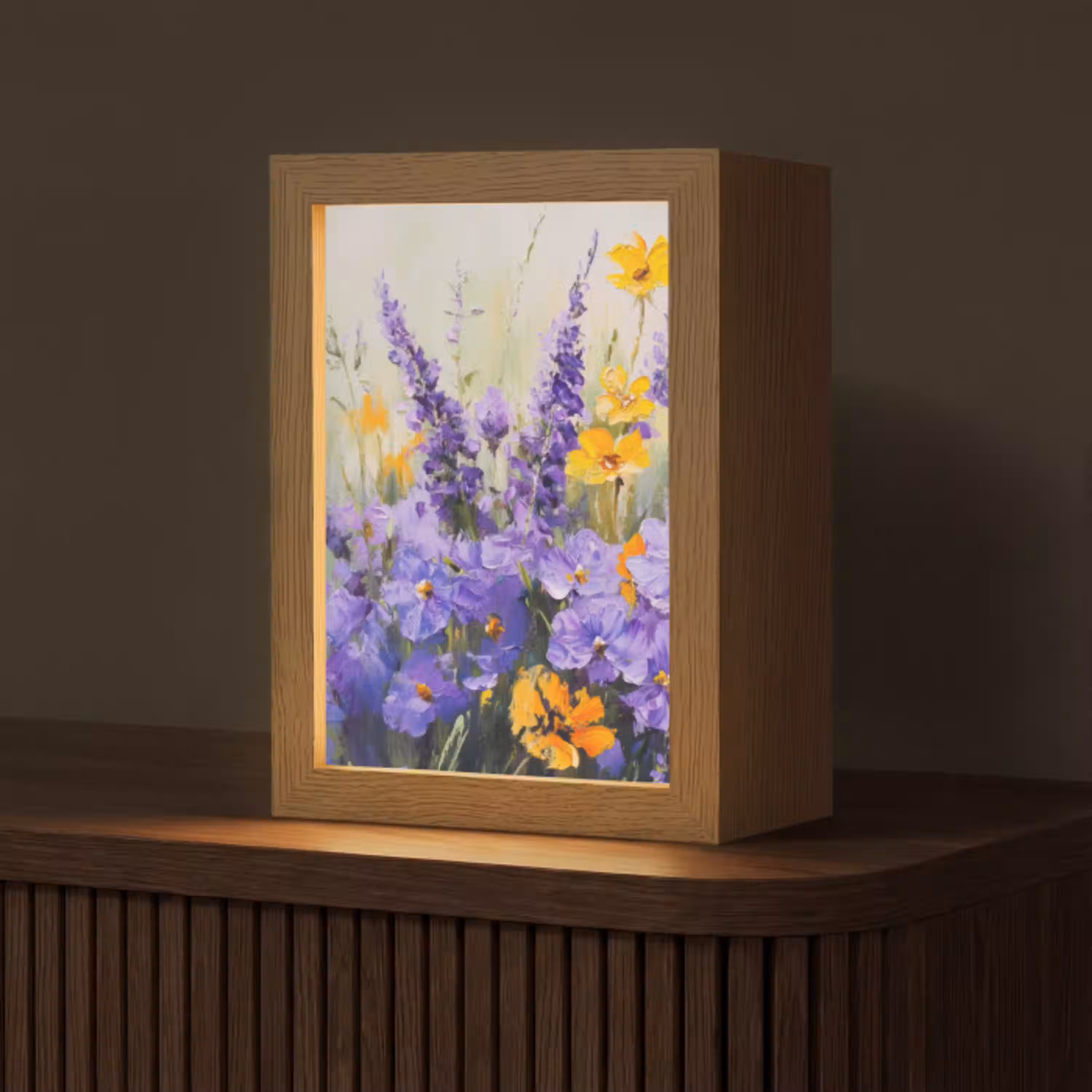 Lavendel - Bloemen - Natuur - Kunst Light Box met kabel (Tafellamp) klein -z3d_website