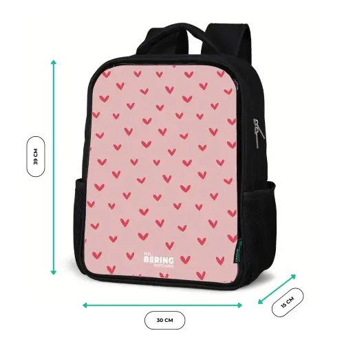 Hartjespatroon met roze kleuren Rugzak - Zwart middel -productfoto_formaten