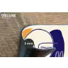 Minimalistisch - Gezicht - Hand - Oranje - Blauw Placemat vinyl groot -closeup