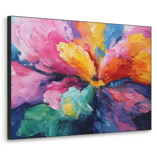 Bloemexplosie - Veelkleurig - Bewegend Textielframe zwart klein -3d