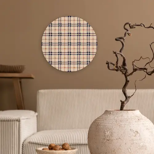 Plaid - Patroon - Beige - Zwart Wandcirkel kunststof plaat 5mm dik klein 188 -sfeer1
