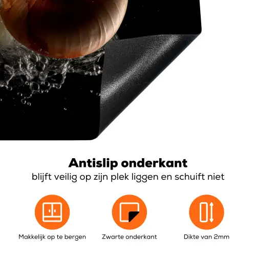Ui - Groente - Bruin - Water - Zwart Inductie beschermer vinyl 3mm klein -zzzzzzz-td-onderkant