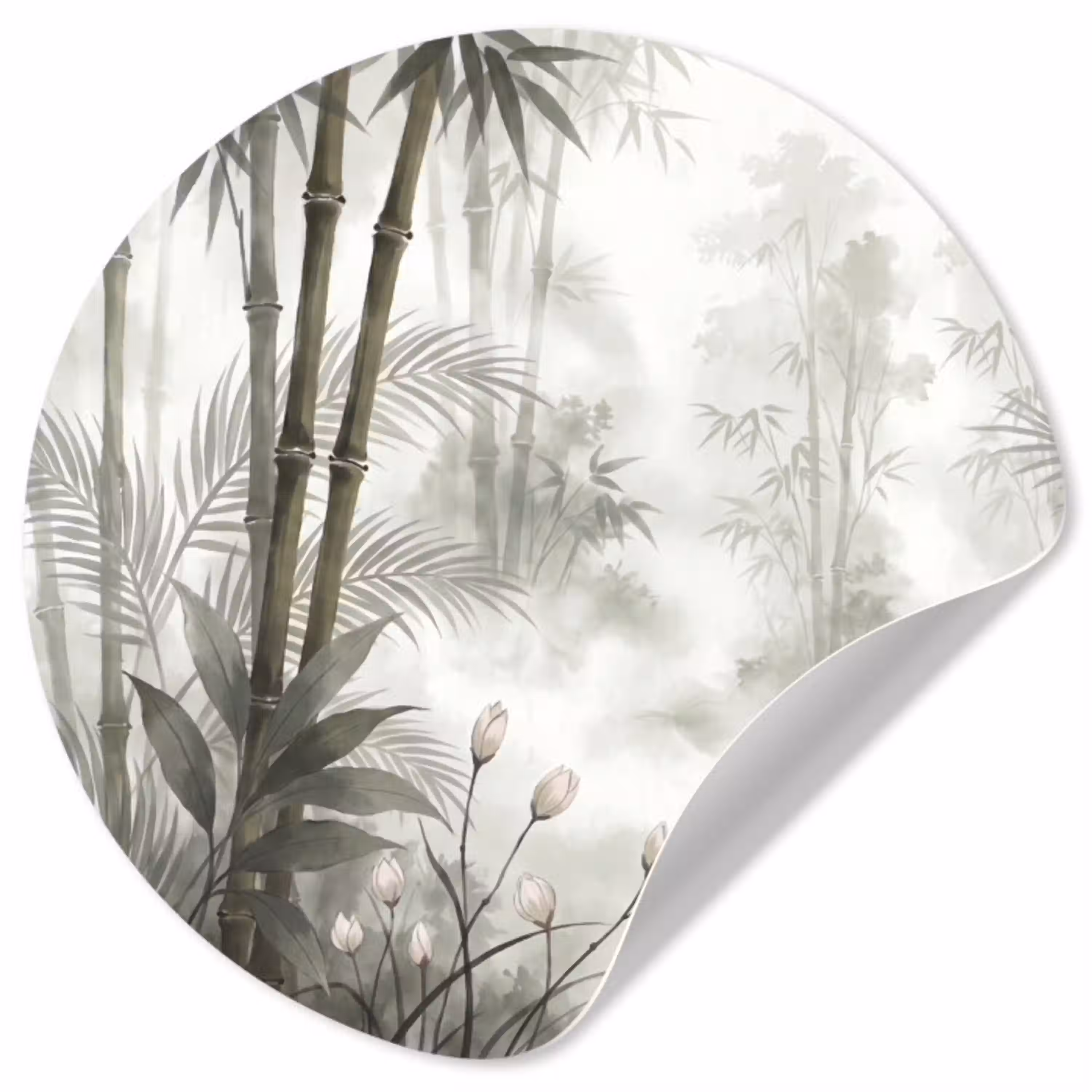 Bloemen - Knop - Tuin - Illustratie - Wit Wandcirkel behangsticker klein -3d
