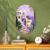 Huizen - Minimalistisch - Palmbomen - Kust Wandcirkel Ovaal Forex klein -sfeer2