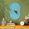 Surfboard - Water - Badpak - Oranje Wandcirkel Ovaal Forex klein -sfeer2