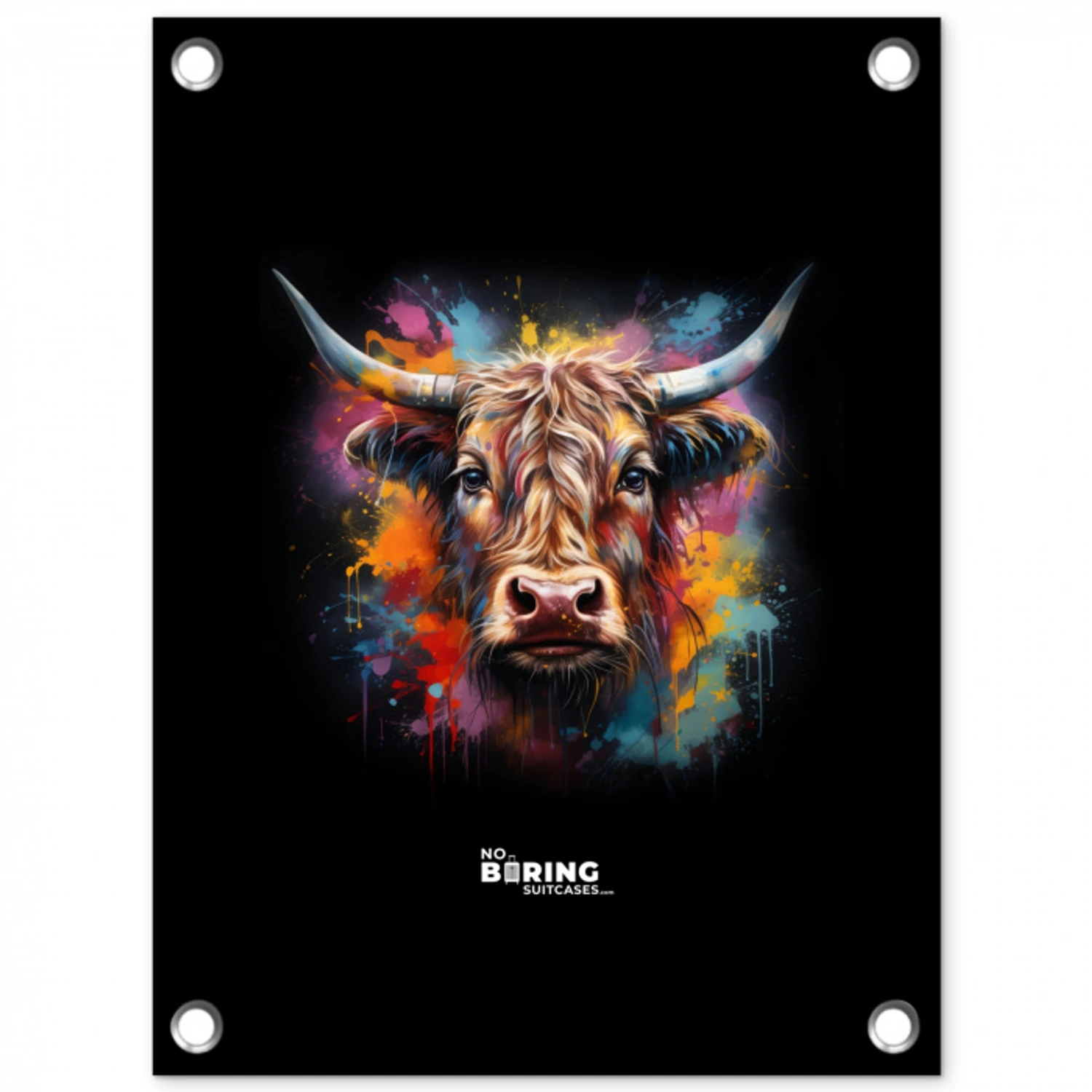 Schotse hooglander als graffiti art tuinposter los doek klein -3d