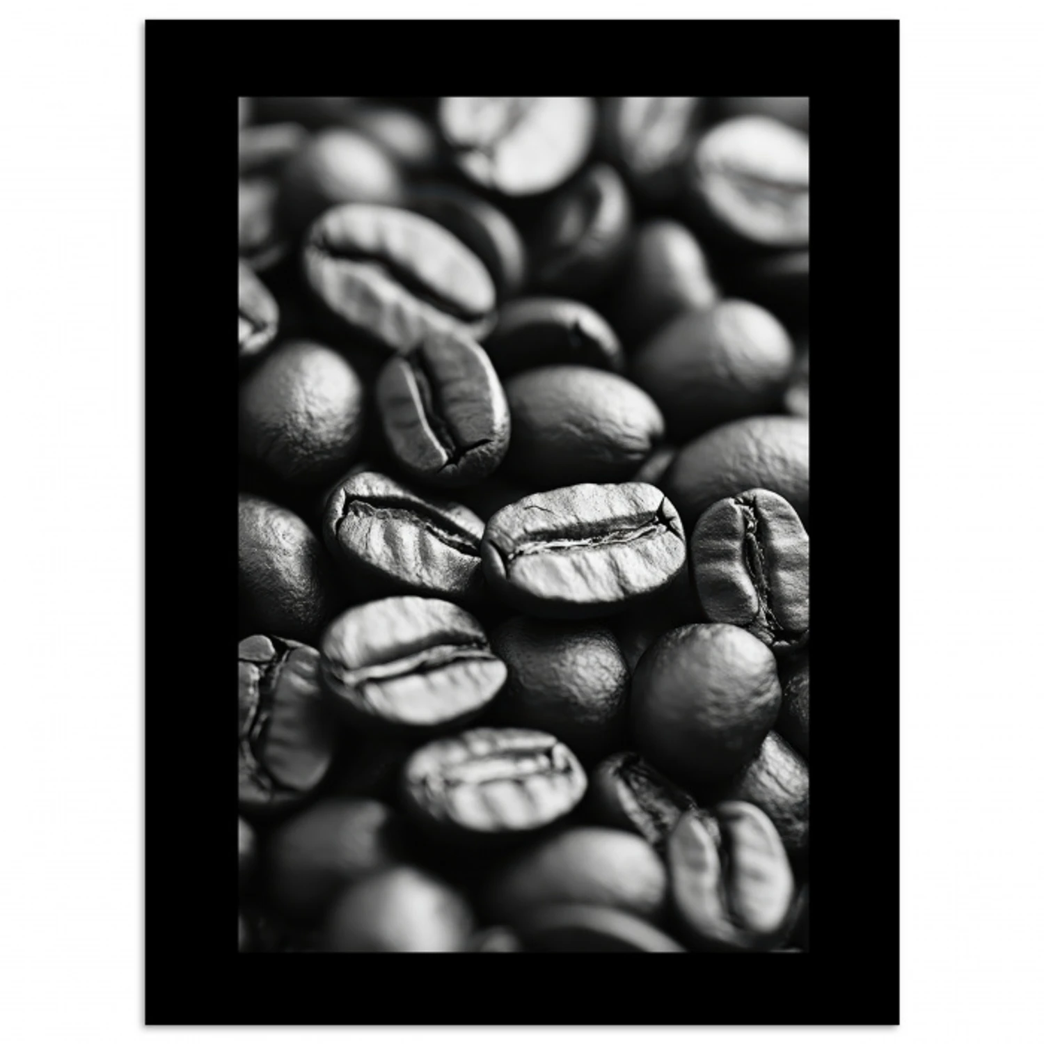 Koffiebonen - Zwart - Vintage poster papier klein -3d
