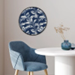 Botanisch - Patroon - Blauw Fotolijst rond zonder passe partout klein 856 -sfeer2