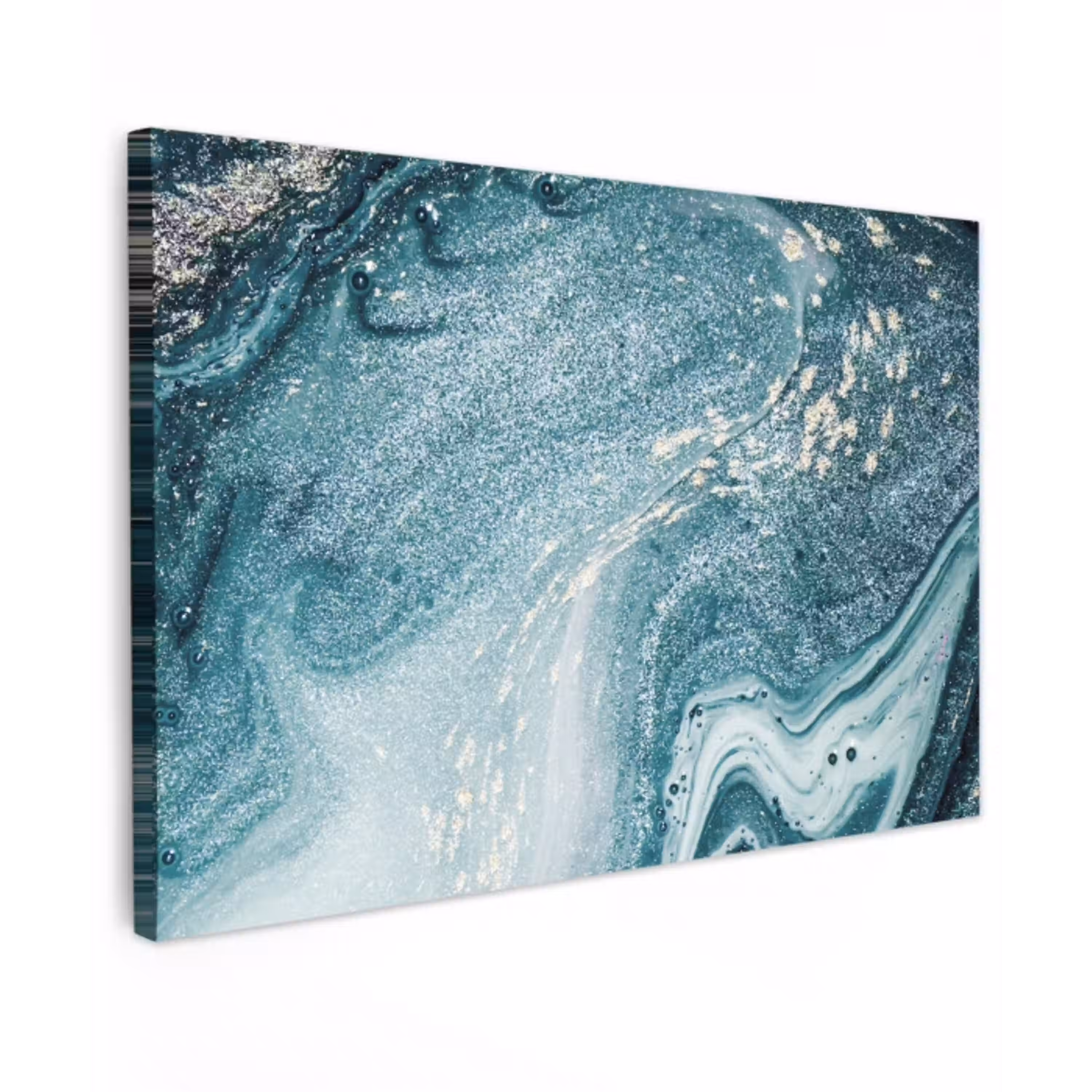 Marmer look - Blauw - Luxe Tuinposter op houten frame 2 cm dik klein -3d