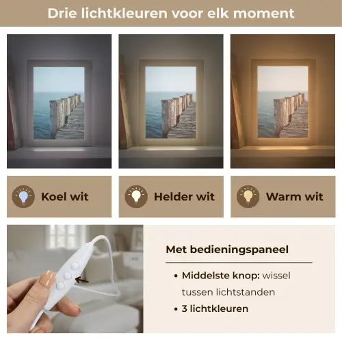Houten steiger - Helderblauwe lucht Light Box met kabel (Tafellamp) klein -USP_lichtkleurNL
