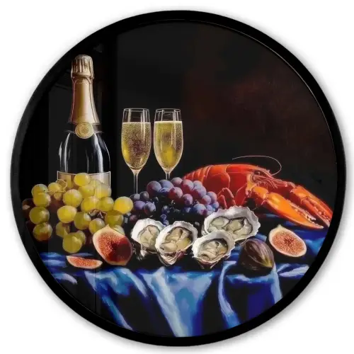 Champagne - Luxe - Oesters Fotolijst rond zonder passe partout klein -3d