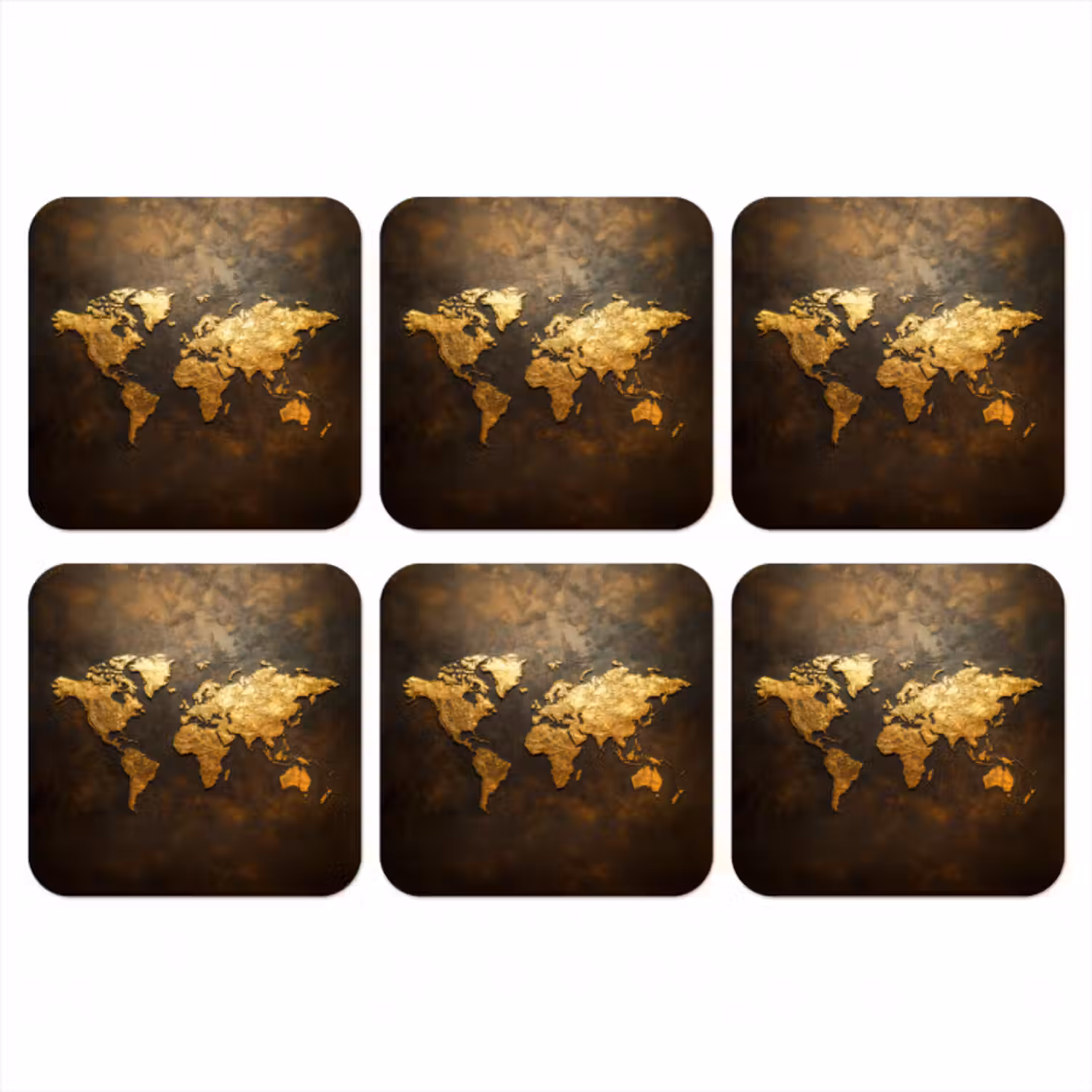 Untersetzer​ - Weltkarte - Gold - Rost